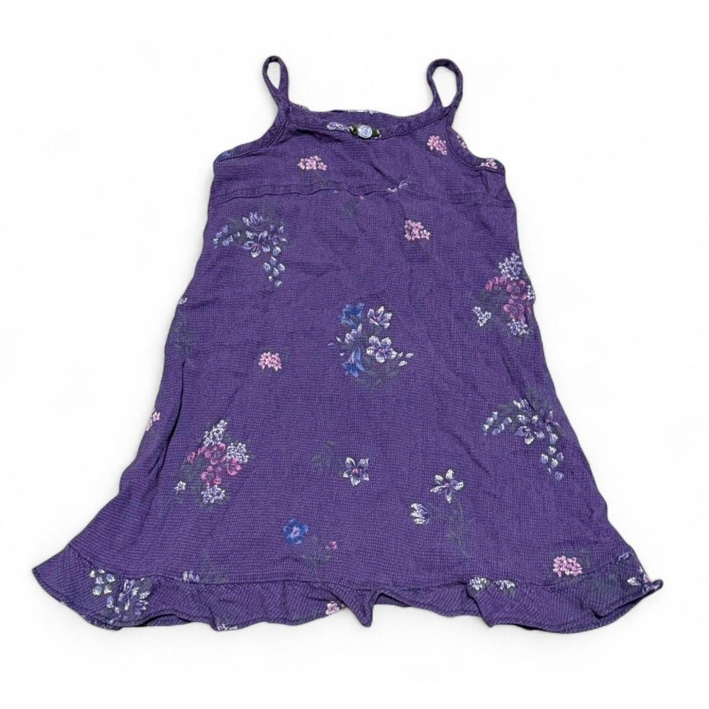 Vintage Baby Girls 12M Purple Floral Cami Dress Cottagecore Ruffle Hem
